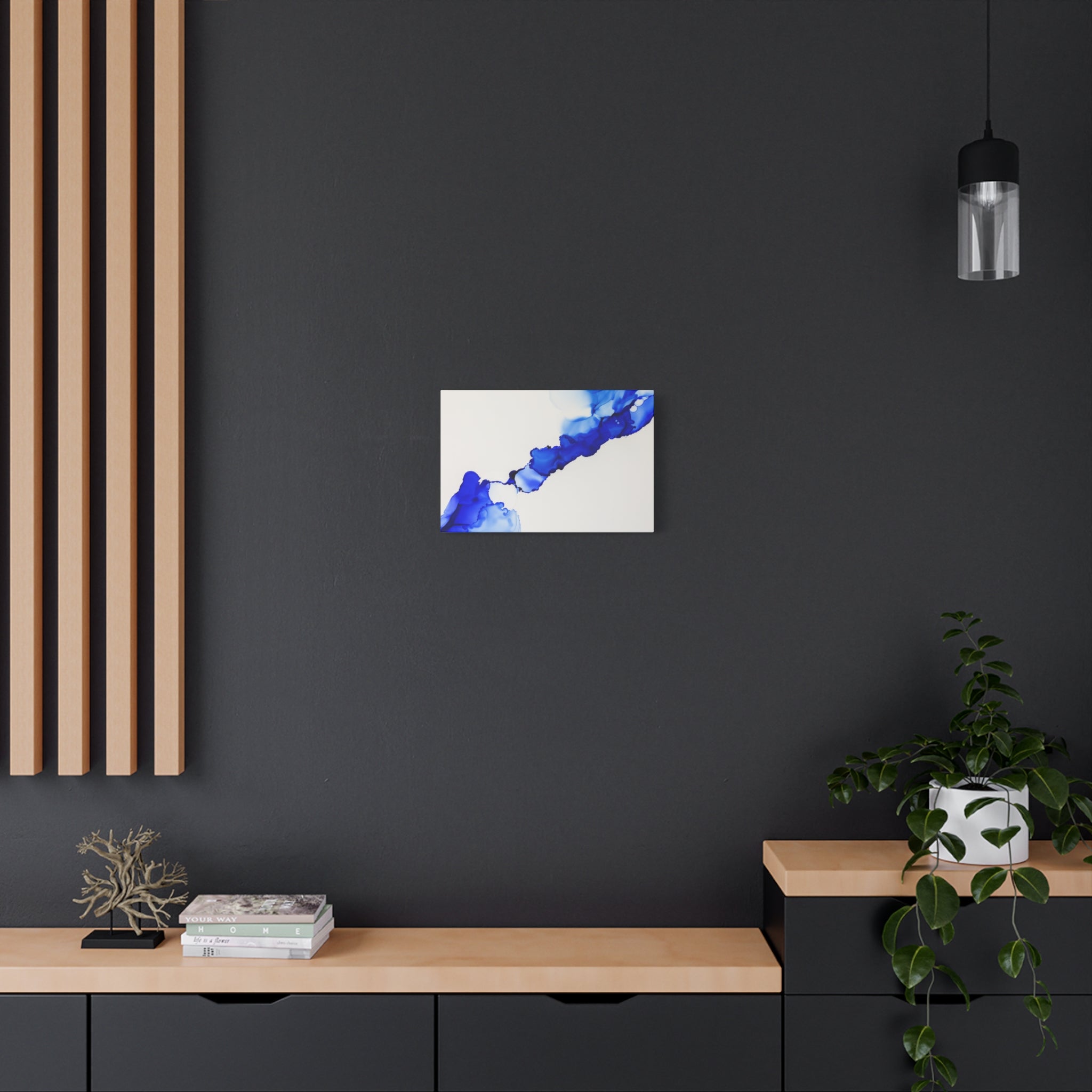 Blue Ink Abstract Matte Canvas Print — Stretched 1.25\"