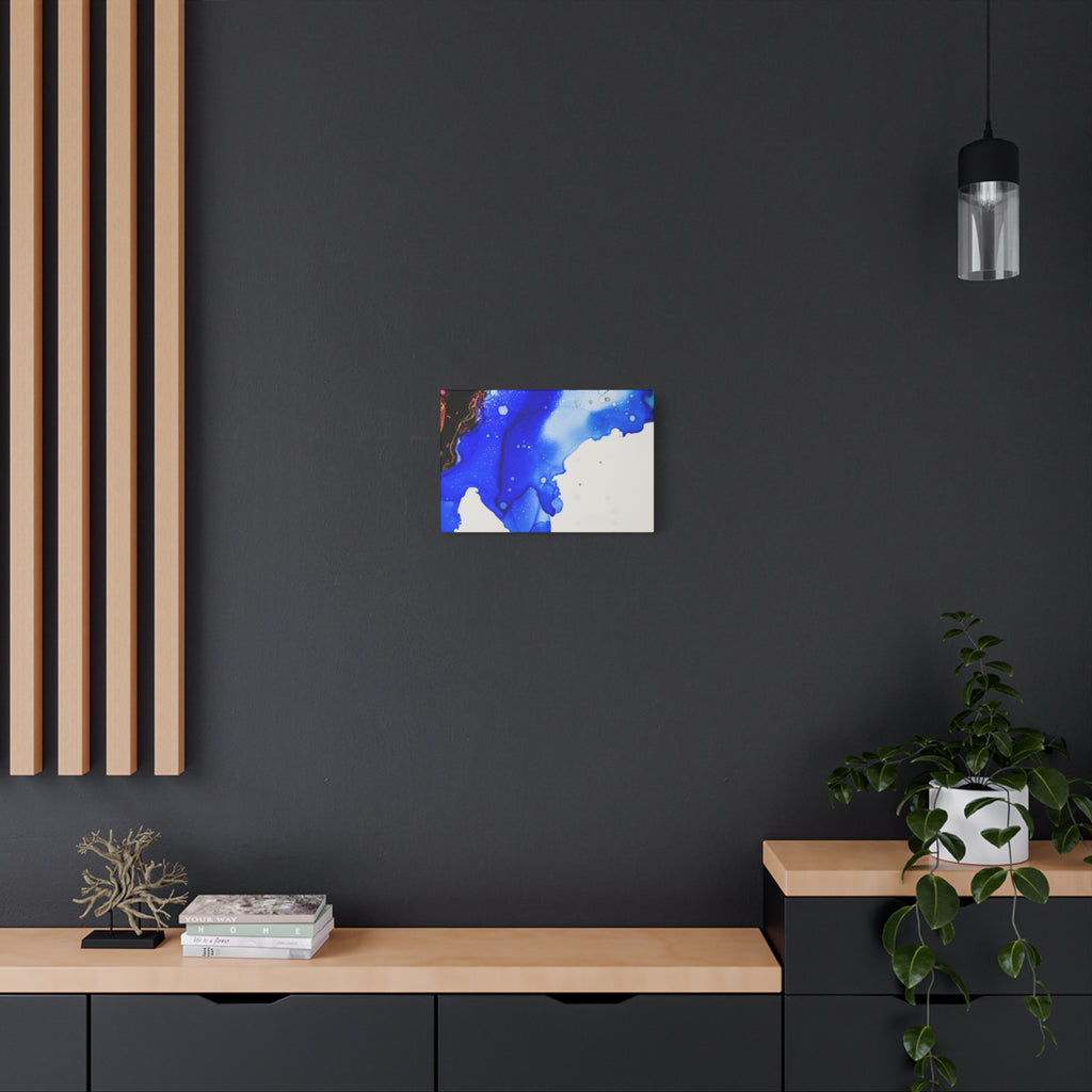 Abstract Blue Ink Art Canvas Print — Oceanic Fluid Painting