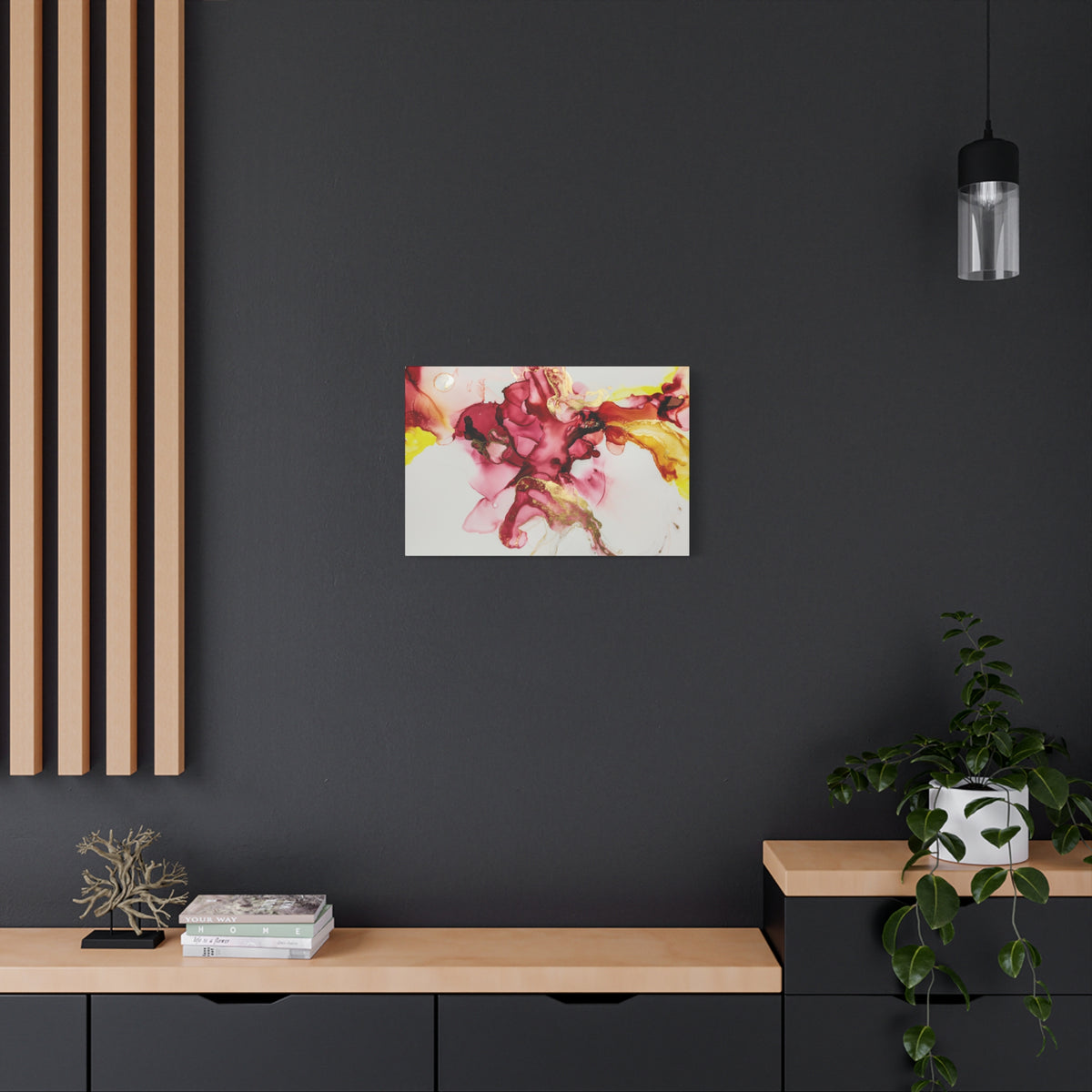 Abstract Pink & Gold Alcohol Ink Art Canvas Print — Matte Stretched Wall Art