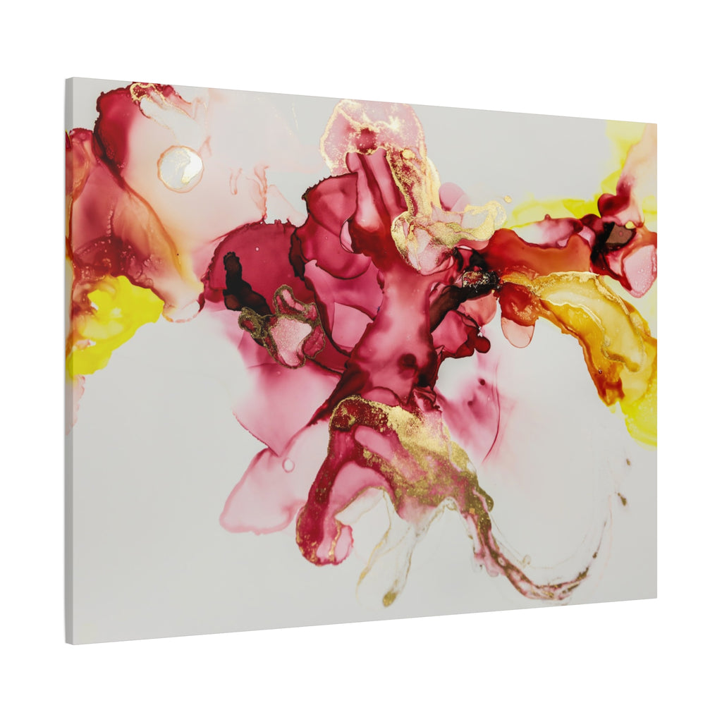 Abstract Pink & Gold Alcohol Ink Art Canvas Print — Matte Stretched Wall Art
