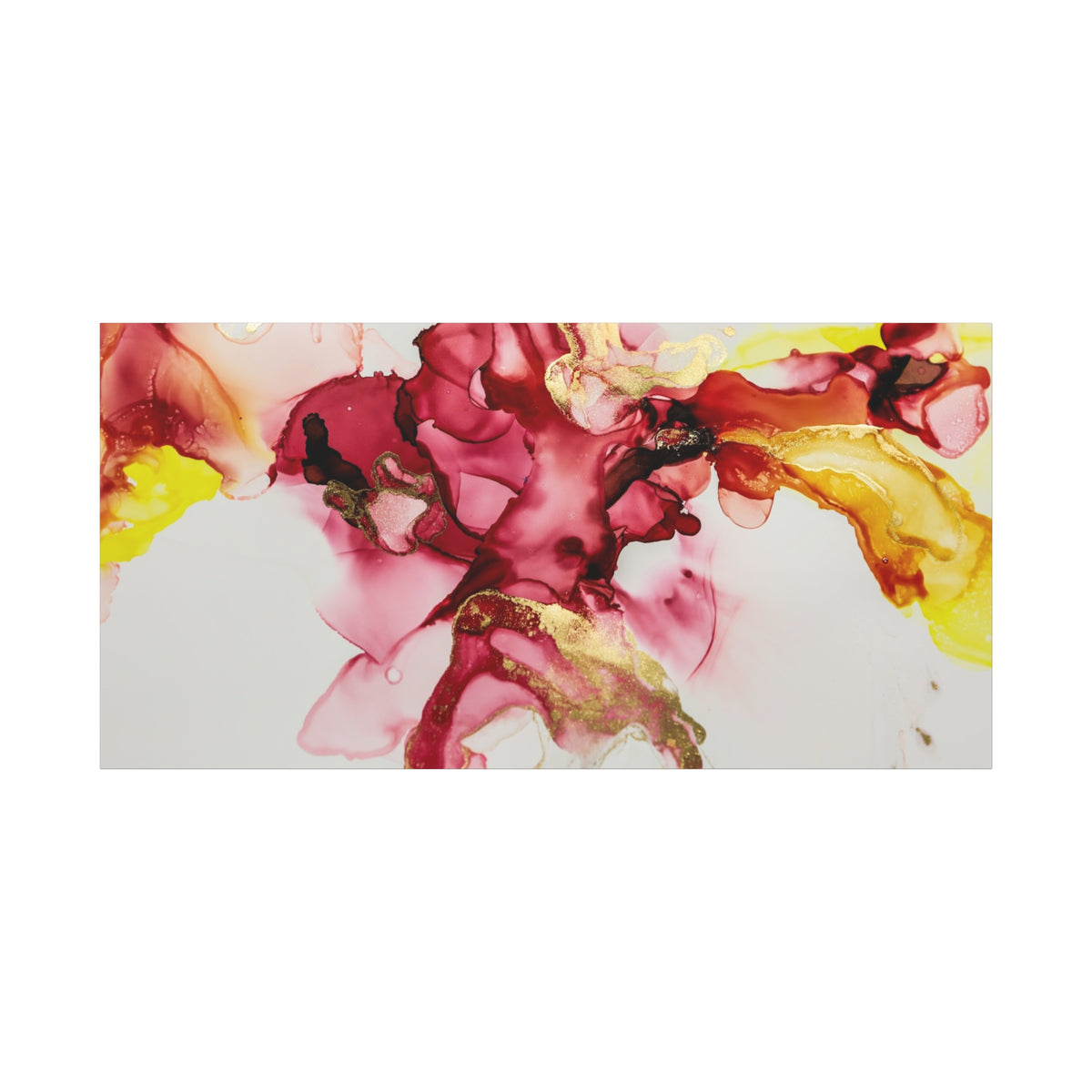 Abstract Pink & Gold Alcohol Ink Art Canvas Print — Matte Stretched Wall Art