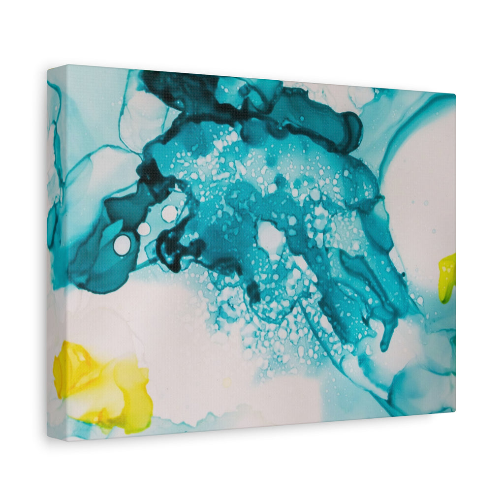 Teal & Yellow Abstract Fluid Art Canvas