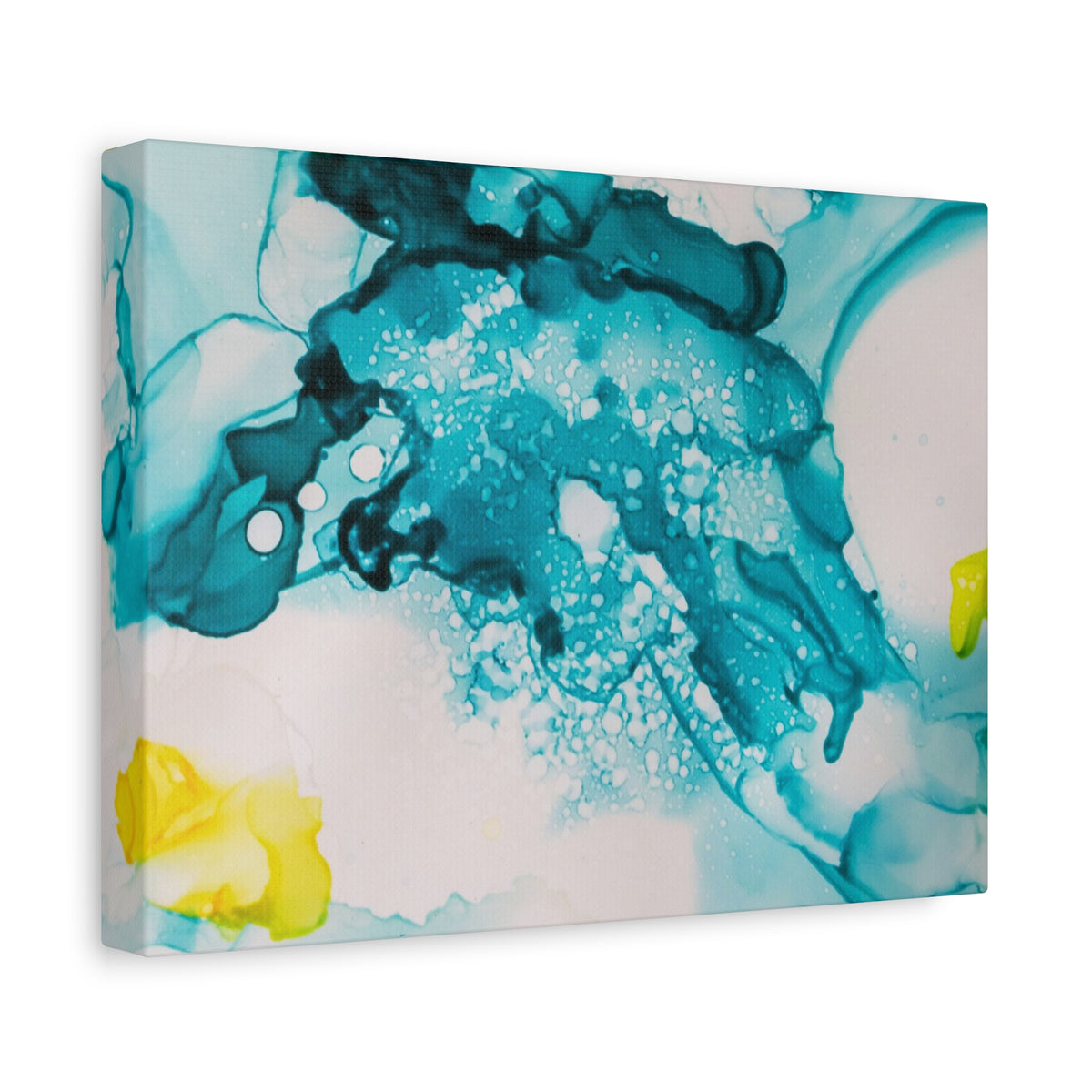 Teal & Yellow Abstract Fluid Art Canvas