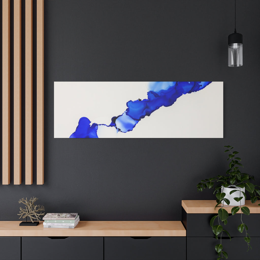 Blue Ink Abstract Matte Canvas Print — Stretched 1.25\"