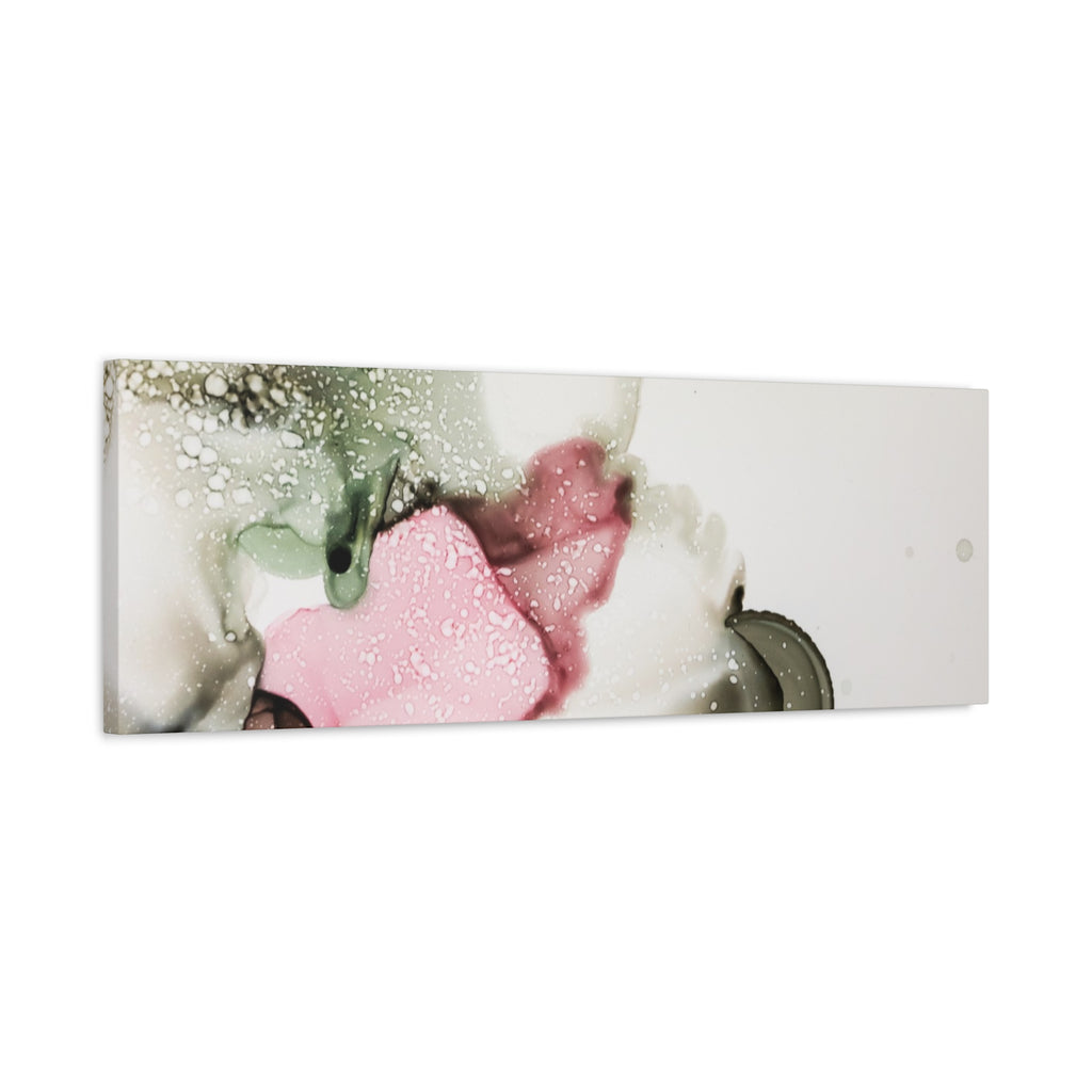 Abstract Pink & Sage Alcohol Ink Canvas Print — Modern Wall Art