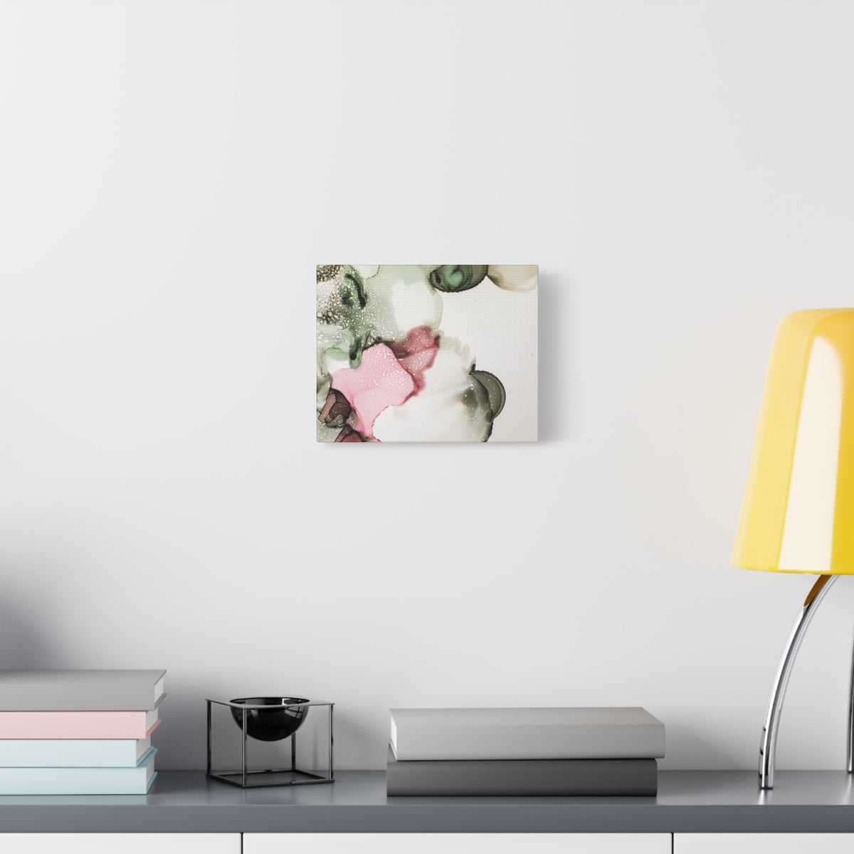 Abstract Pink & Sage Alcohol Ink Canvas Print — Modern Wall Art