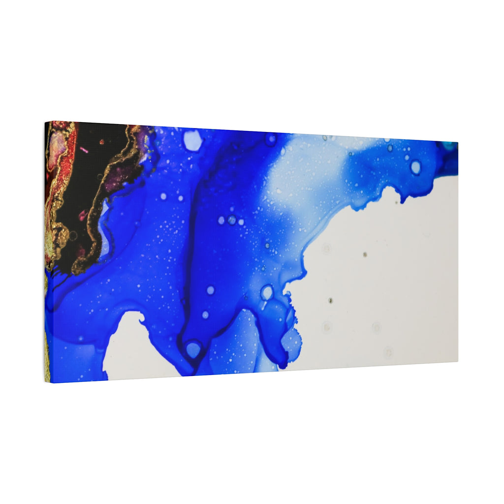 Abstract Blue Ink Art Canvas Print — Oceanic Fluid Painting