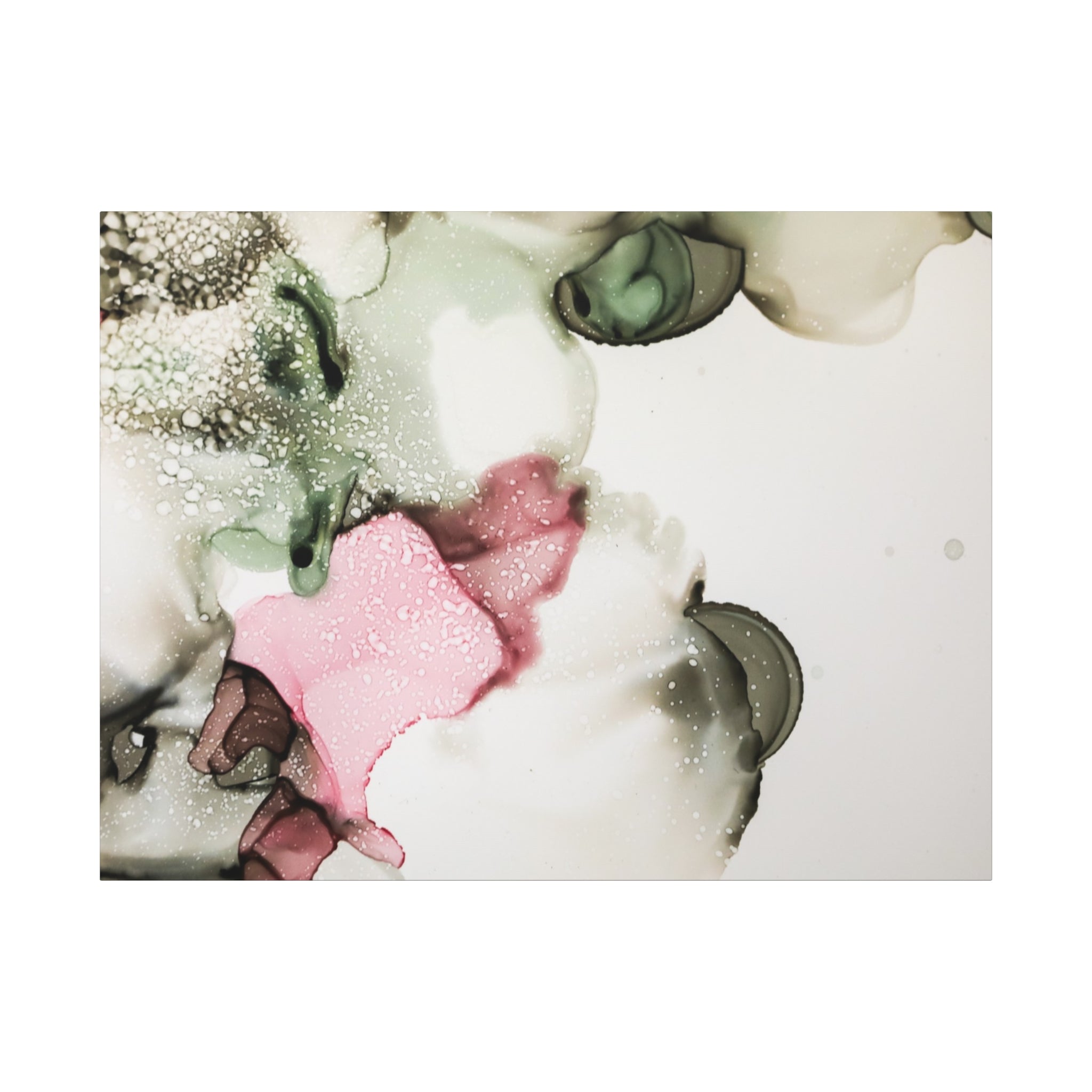 Abstract Pink & Sage Alcohol Ink Canvas Print — Modern Wall Art