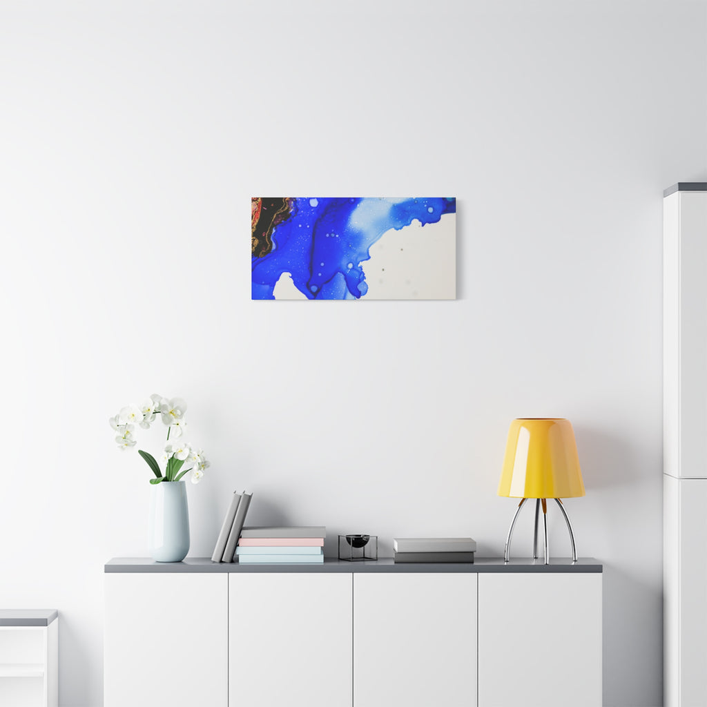Abstract Blue Ink Art Canvas Print — Oceanic Fluid Painting