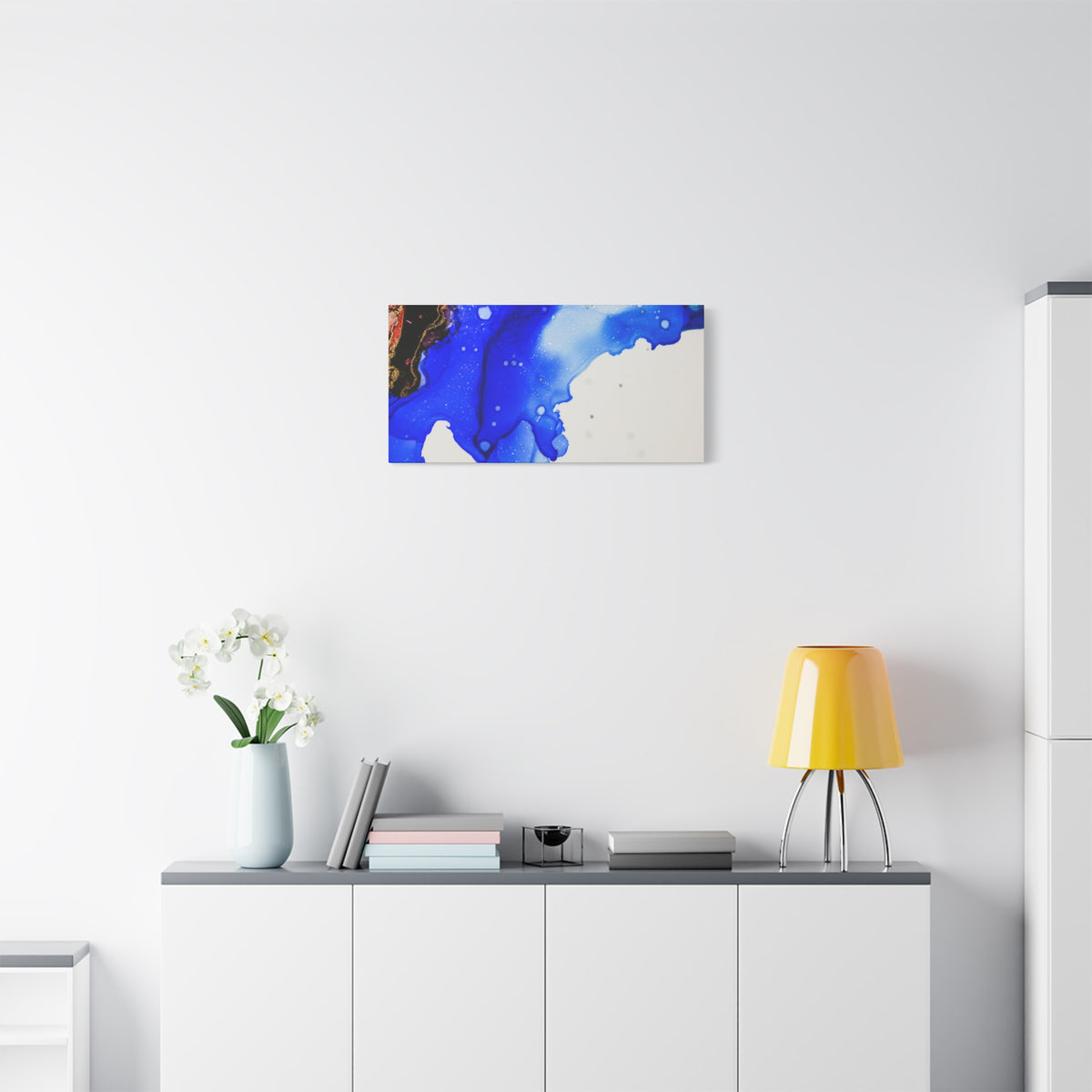 Abstract Blue Ink Art Canvas Print — Oceanic Fluid Painting