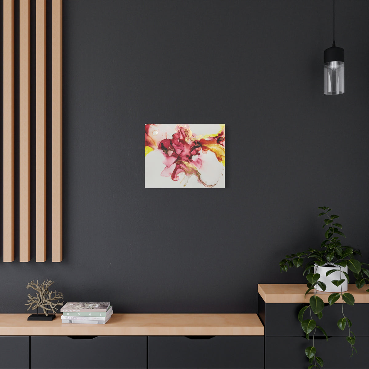 Abstract Pink & Gold Alcohol Ink Art Canvas Print — Matte Stretched Wall Art