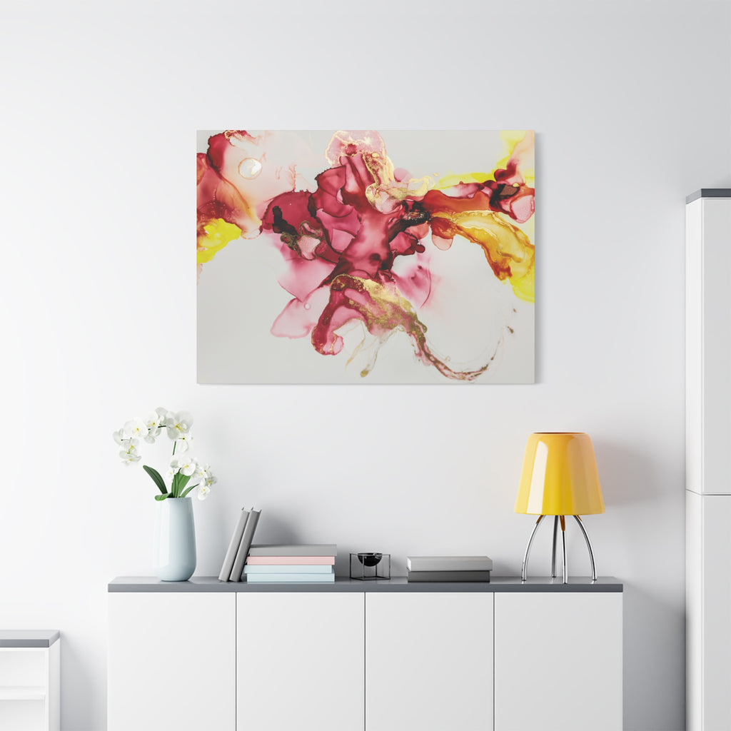 Abstract Pink & Gold Alcohol Ink Art Canvas Print — Matte Stretched Wall Art