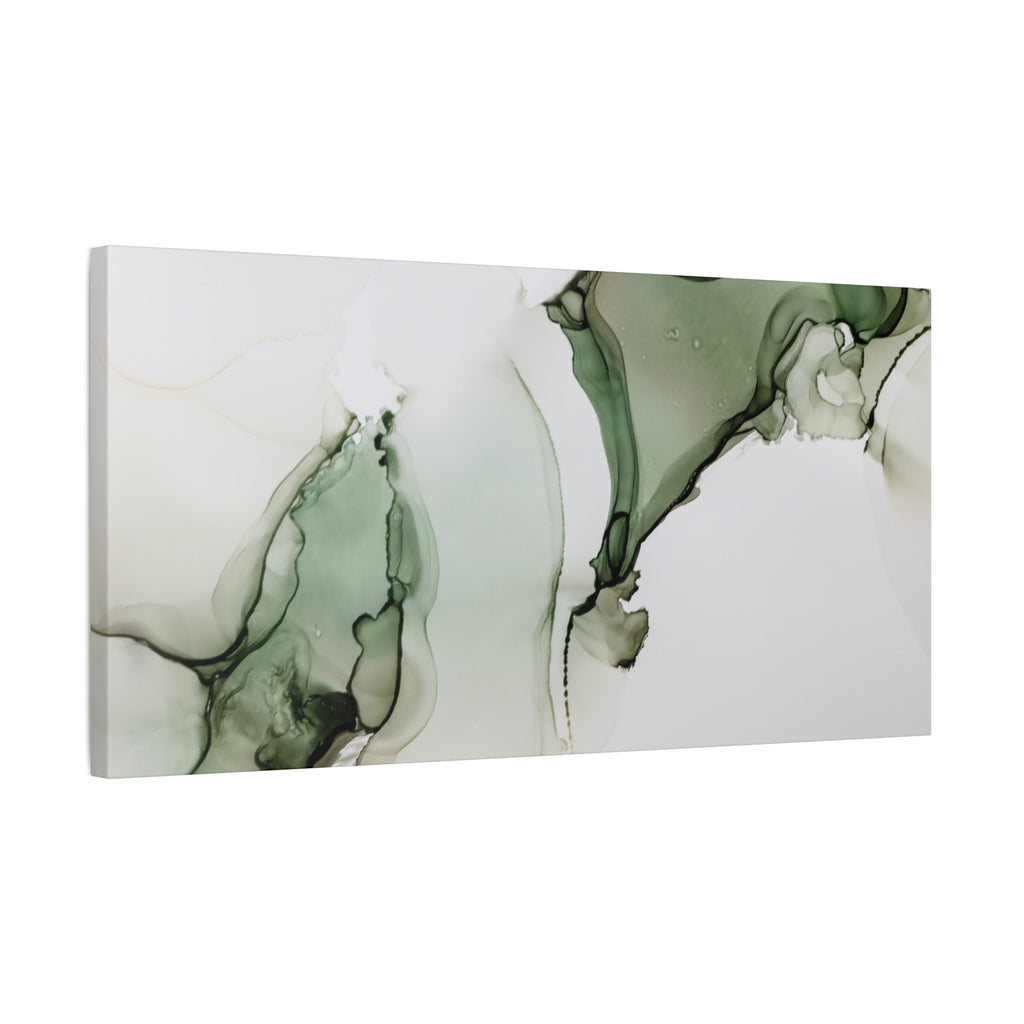 Green Ink Abstract Matte Canvas Print — Stretched 1.25" Wall Art