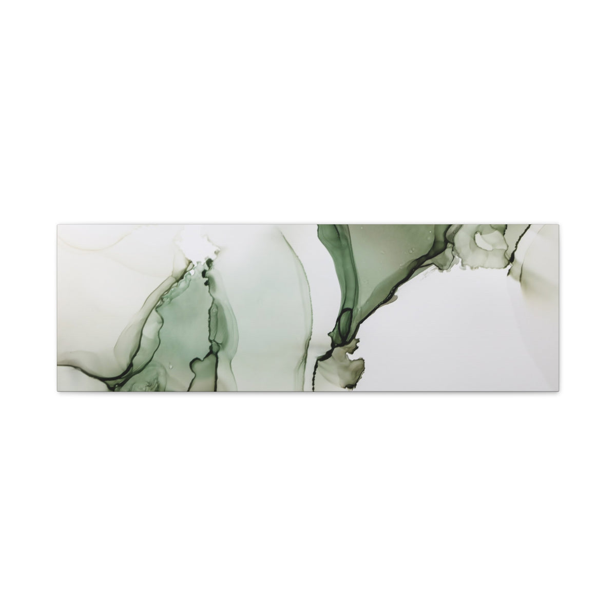 Green Ink Abstract Matte Canvas Print — Stretched 1.25" Wall Art
