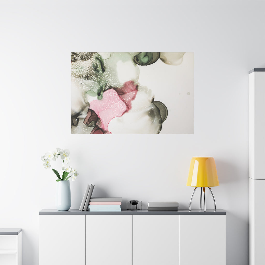 Abstract Pink & Sage Alcohol Ink Canvas Print — Modern Wall Art