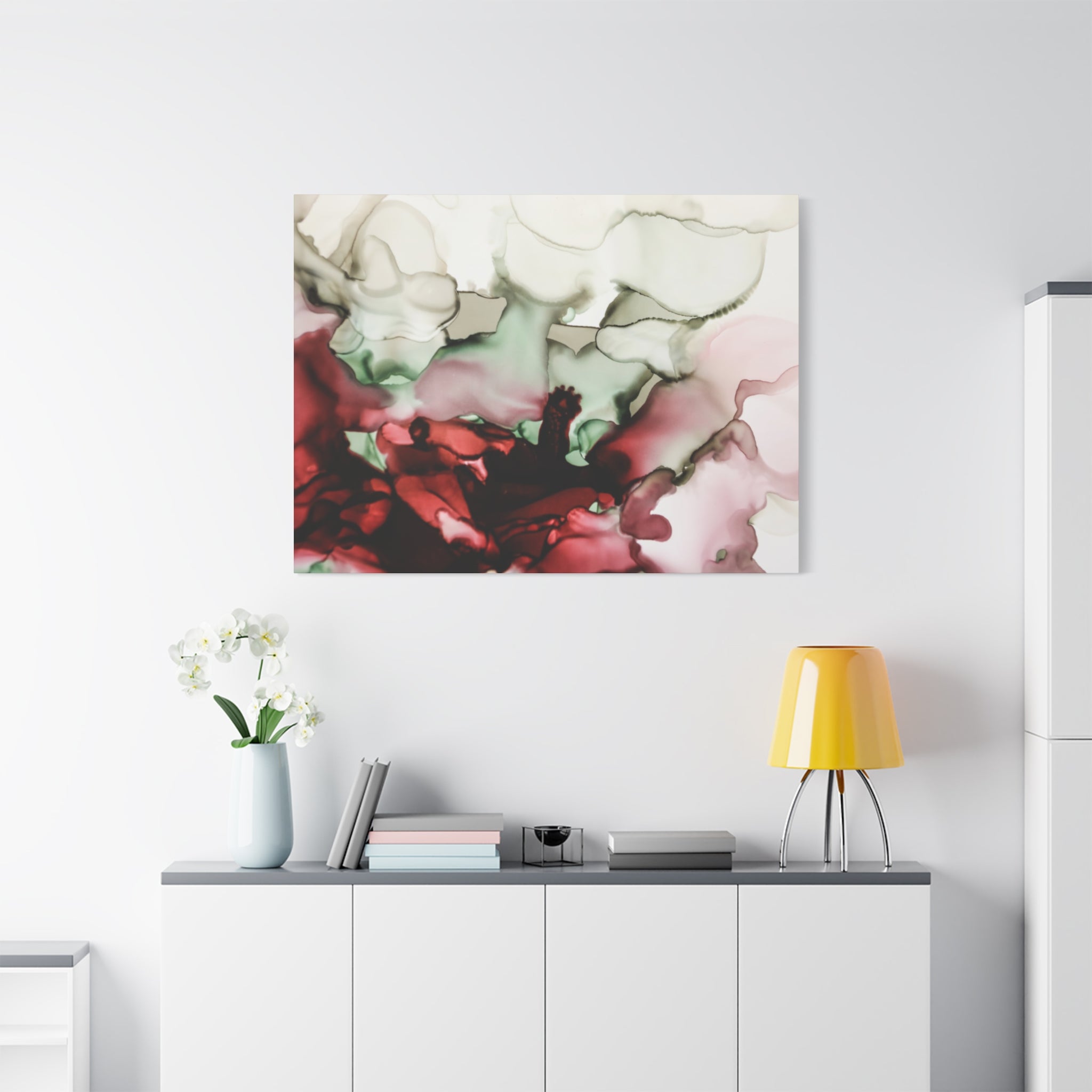 Abstract Floral Alcohol Ink Matte Canvas Print — Stretched Wall Art