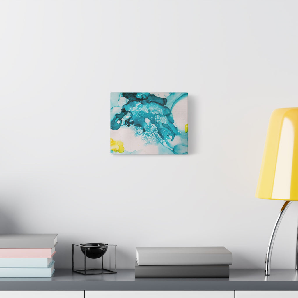 Teal & Yellow Abstract Fluid Art Canvas