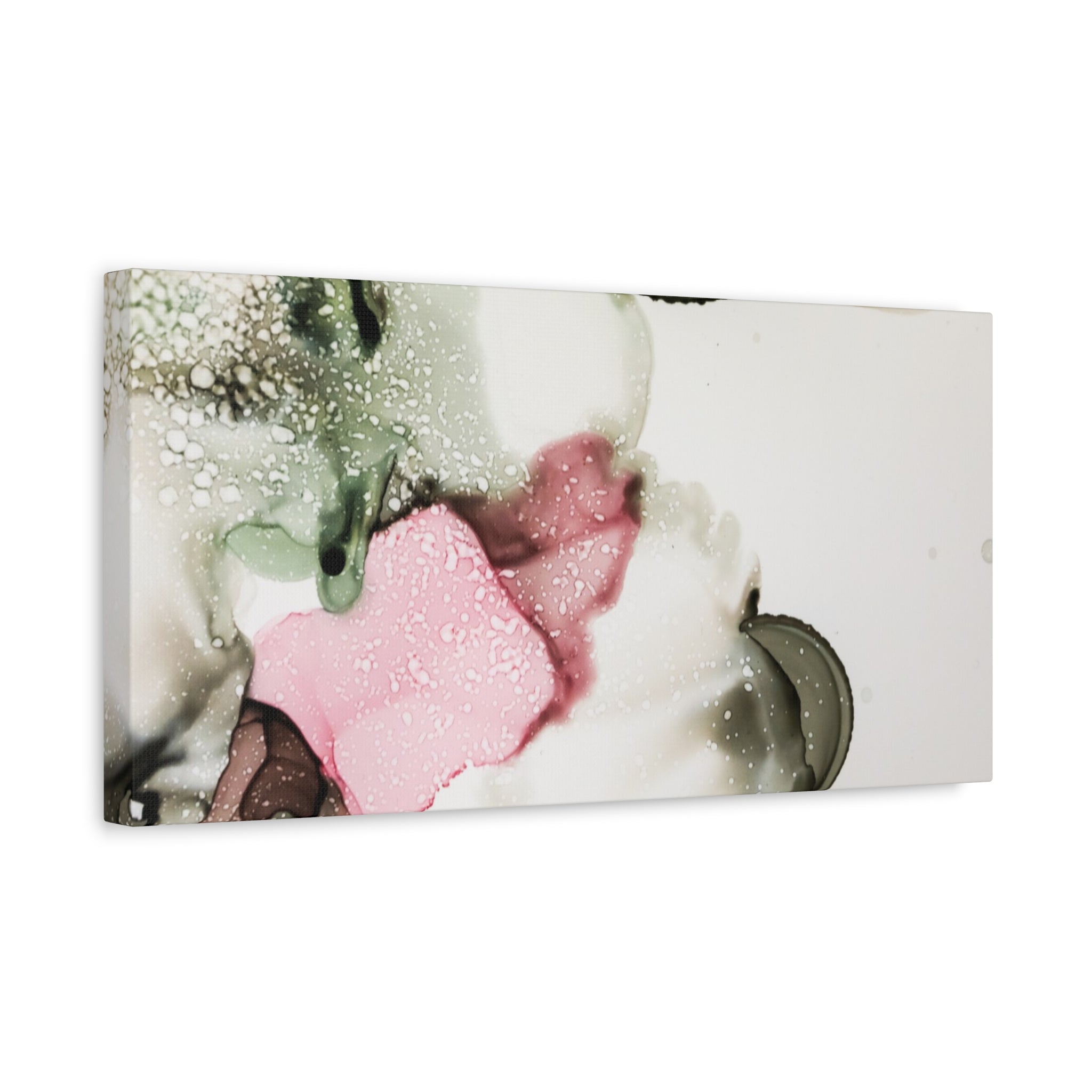 Abstract Pink & Sage Alcohol Ink Canvas Print — Modern Wall Art