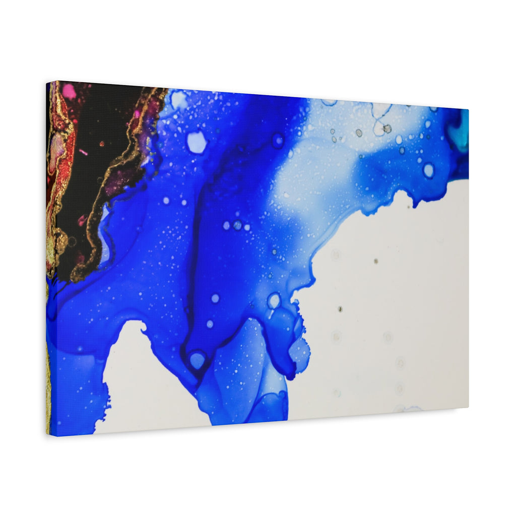 Abstract Blue Ink Art Canvas Print — Oceanic Fluid Painting