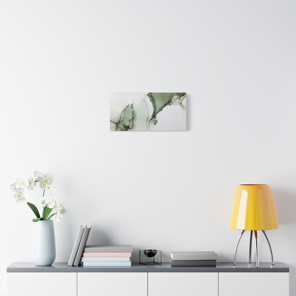 Green Ink Abstract Matte Canvas Print — Stretched 1.25" Wall Art