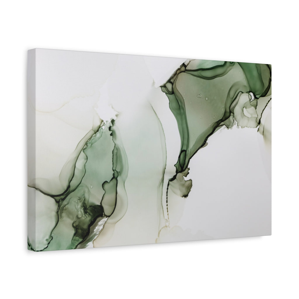 Green Ink Abstract Matte Canvas Print — Stretched 1.25" Wall Art