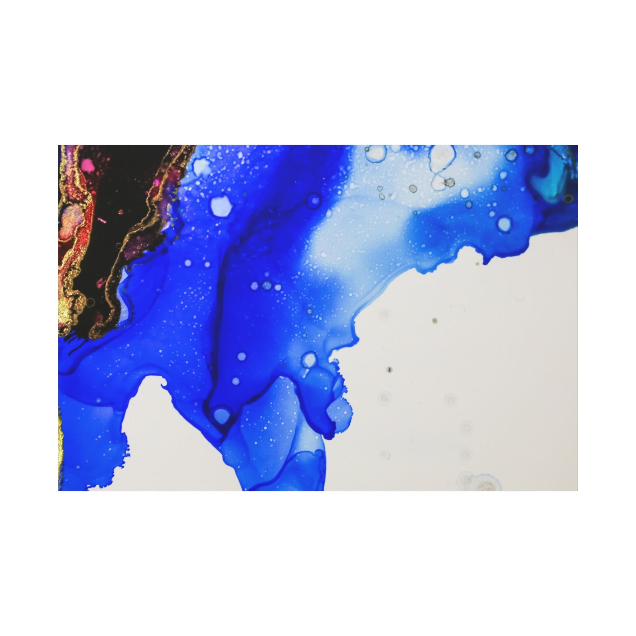 Abstract Blue Ink Art Canvas Print — Oceanic Fluid Painting