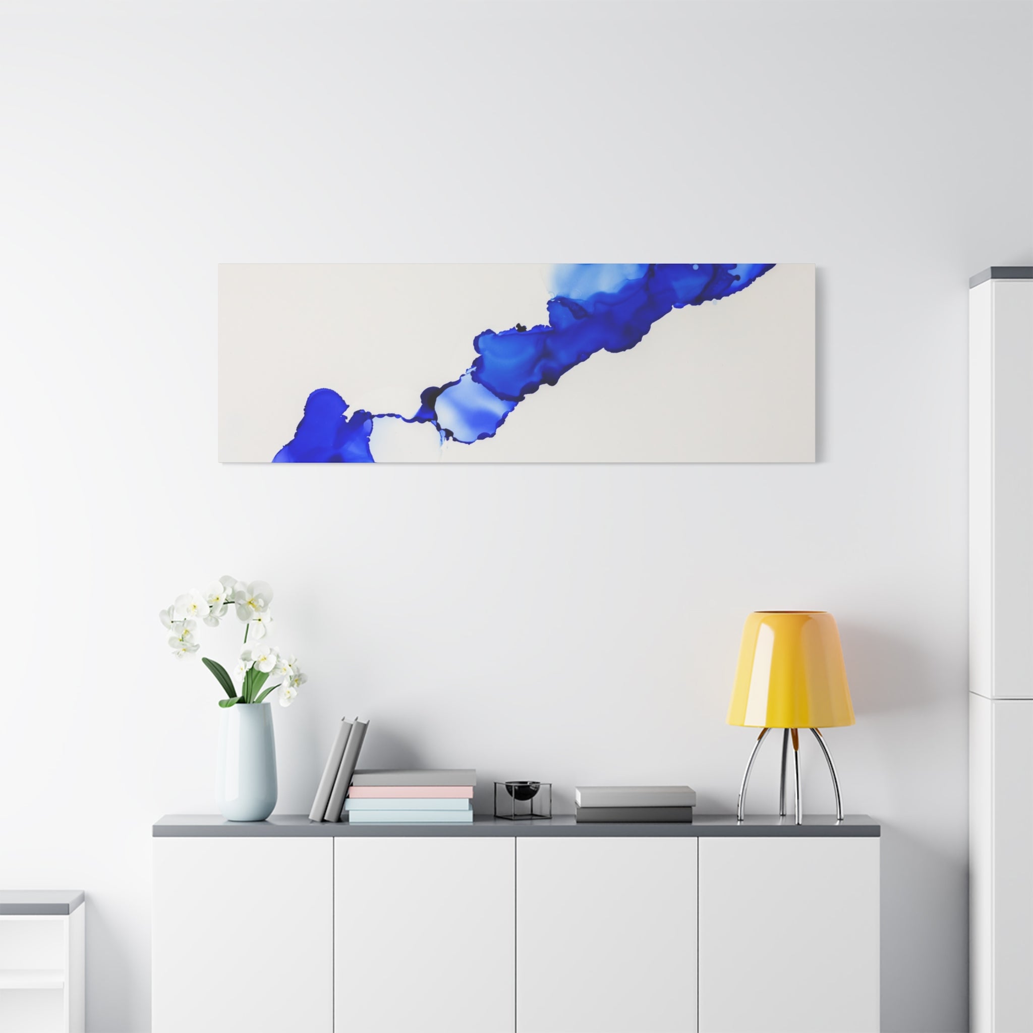 Blue Ink Abstract Matte Canvas Print — Stretched 1.25\"