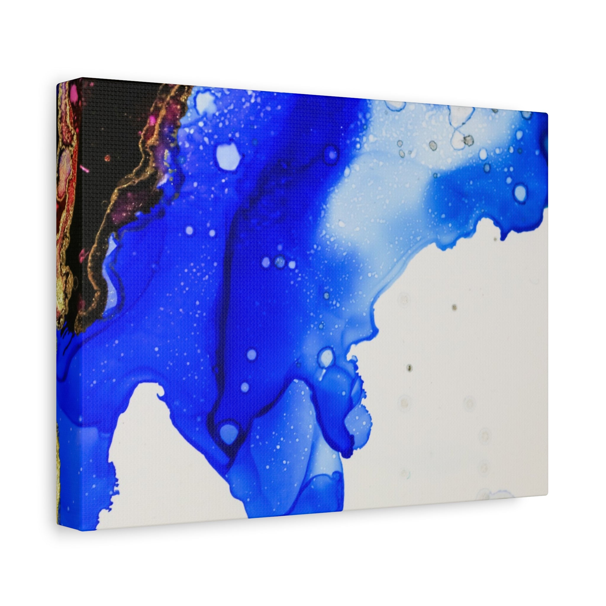 Abstract Blue Ink Art Canvas Print — Oceanic Fluid Painting