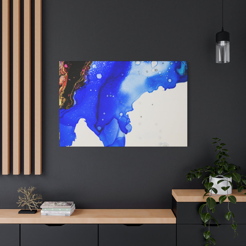 Abstract Blue Ink Art Canvas Print — Oceanic Fluid Painting