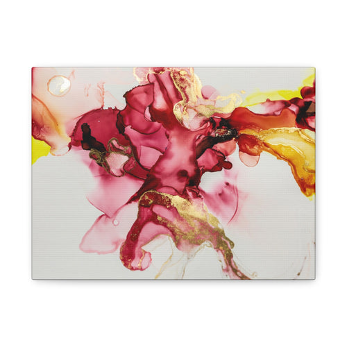 Abstract Pink & Gold Alcohol Ink Art Canvas Print — Matte Stretched Wall Art