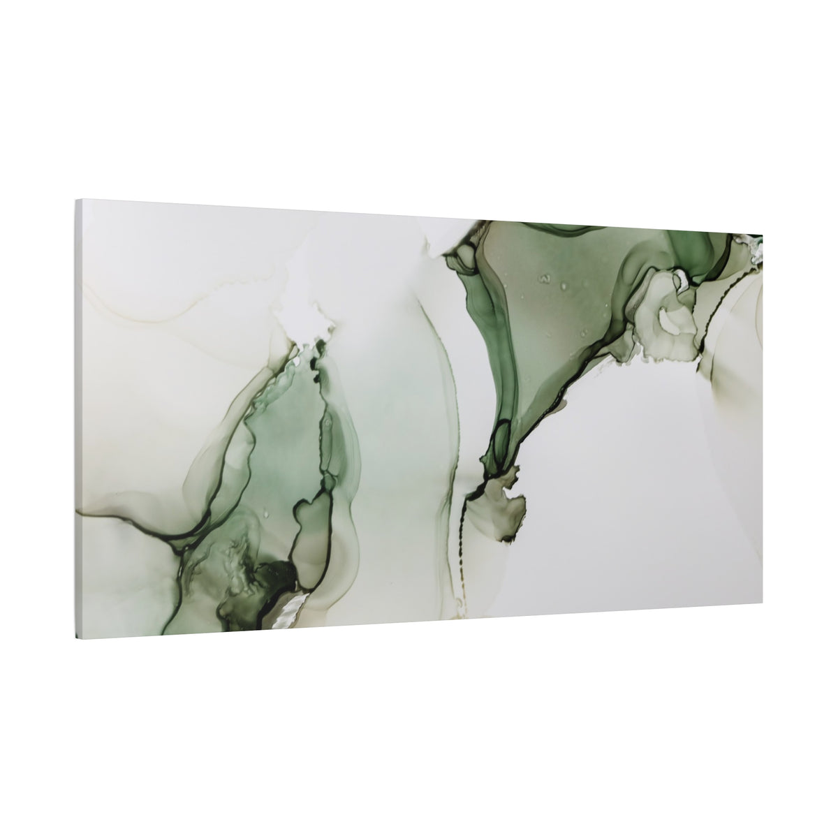 Green Ink Abstract Matte Canvas Print — Stretched 1.25" Wall Art
