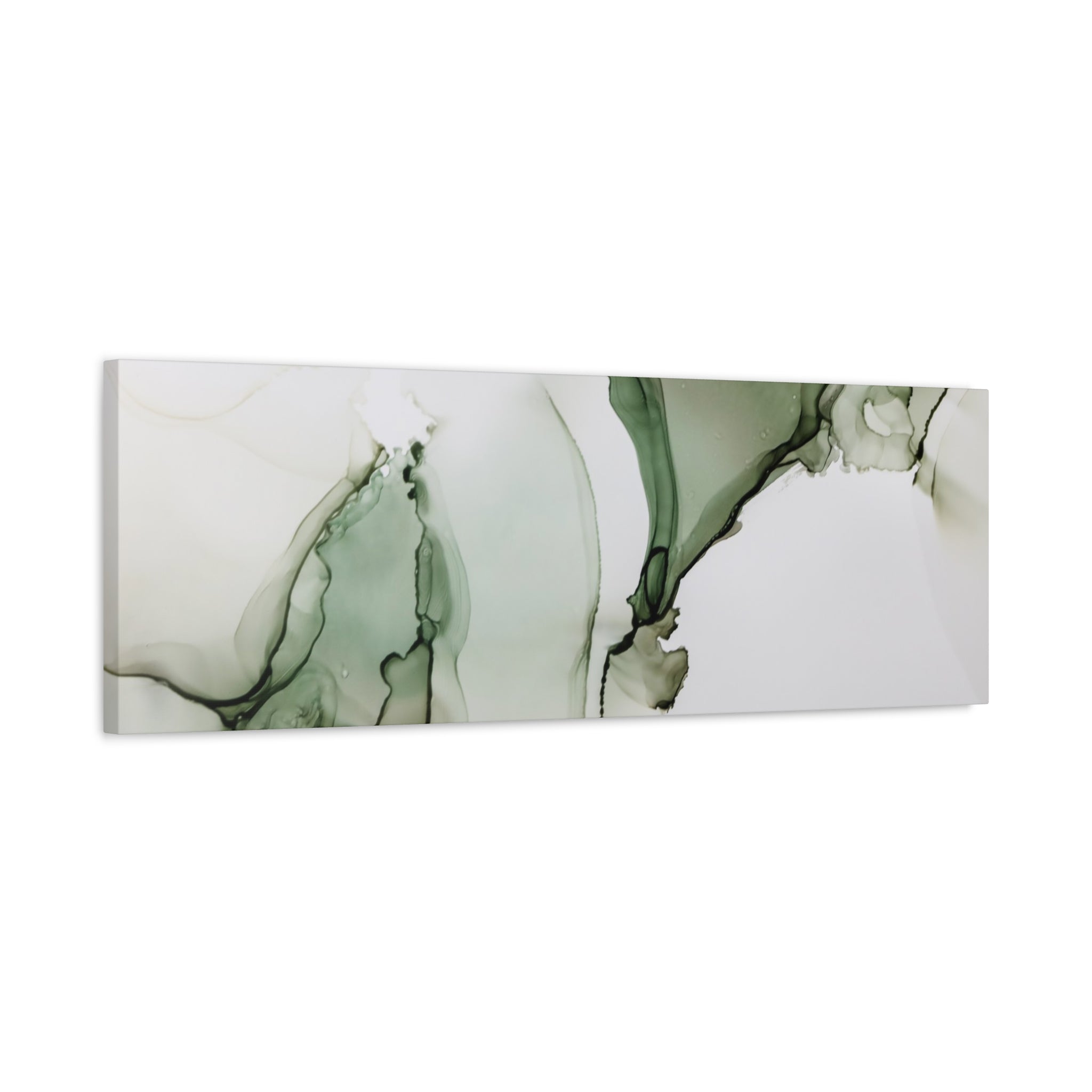 Green Ink Abstract Matte Canvas Print — Stretched 1.25" Wall Art