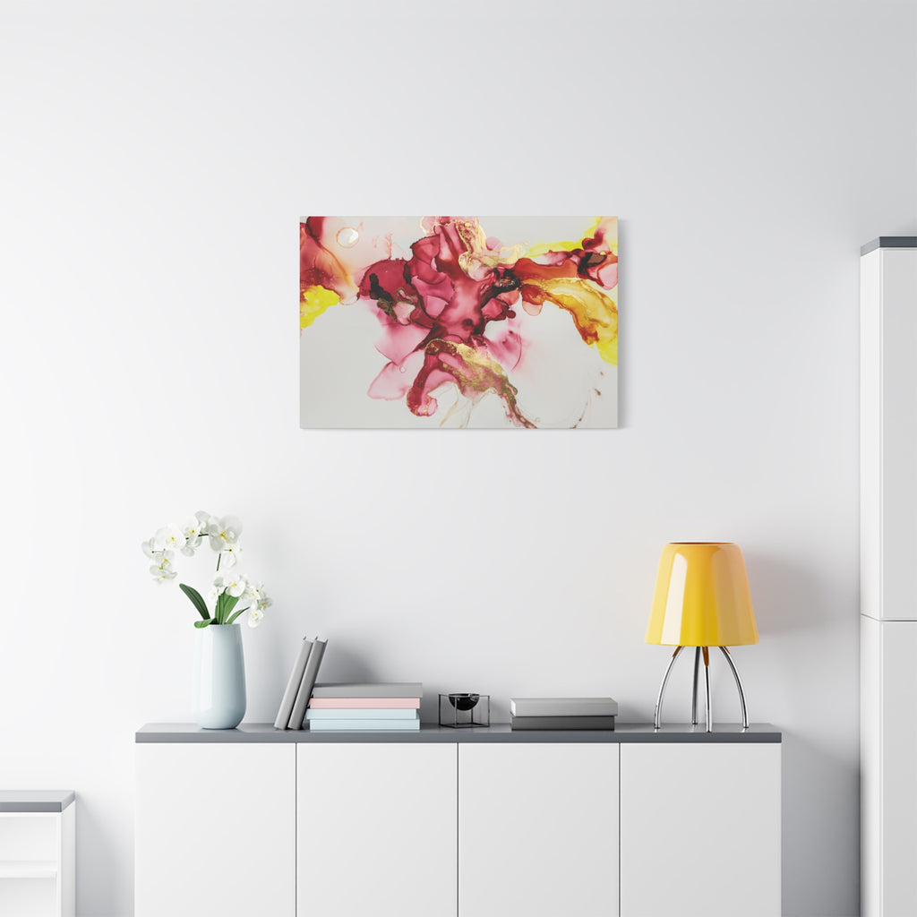 Abstract Pink & Gold Alcohol Ink Art Canvas Print — Matte Stretched Wall Art
