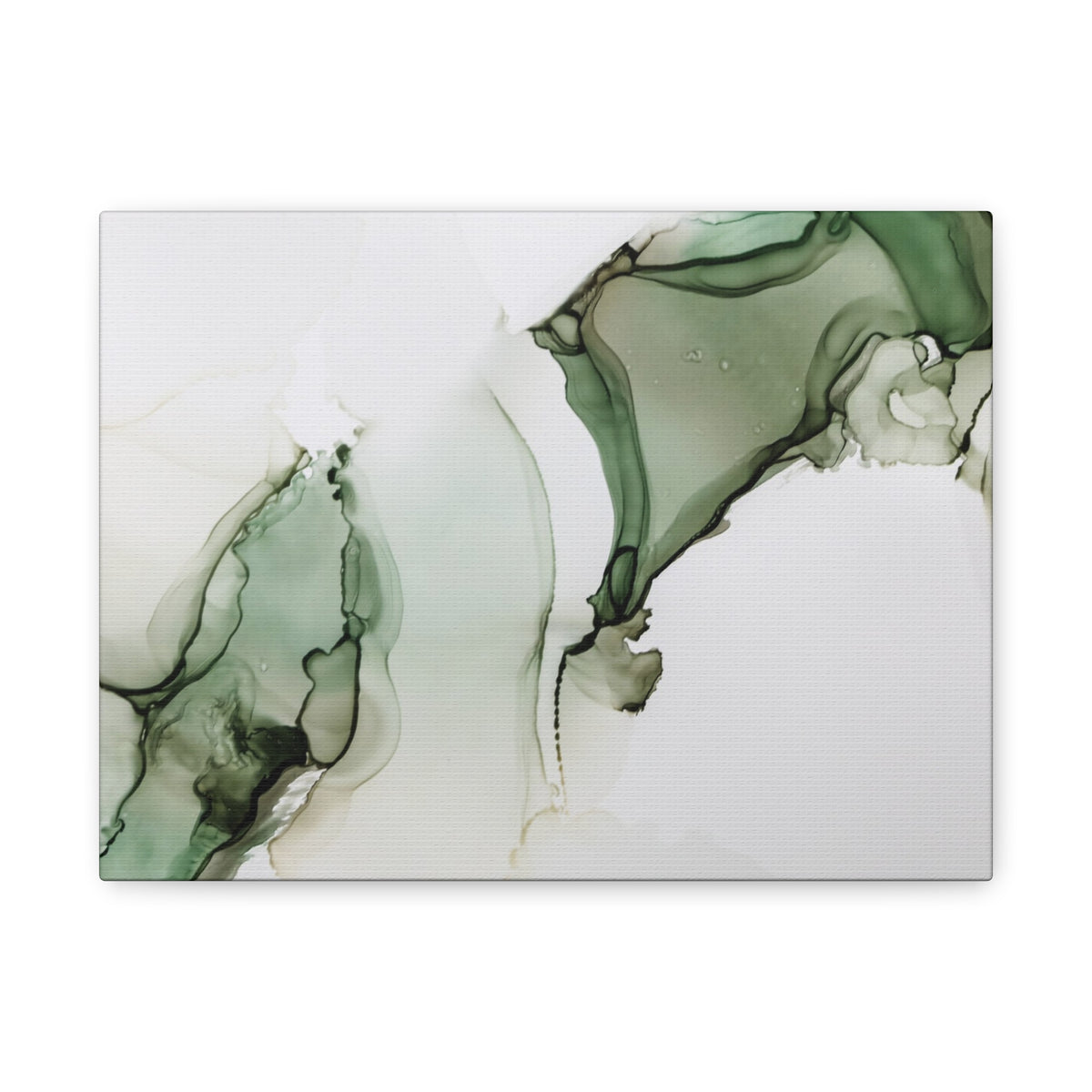 Green Ink Abstract Matte Canvas Print — Stretched 1.25" Wall Art