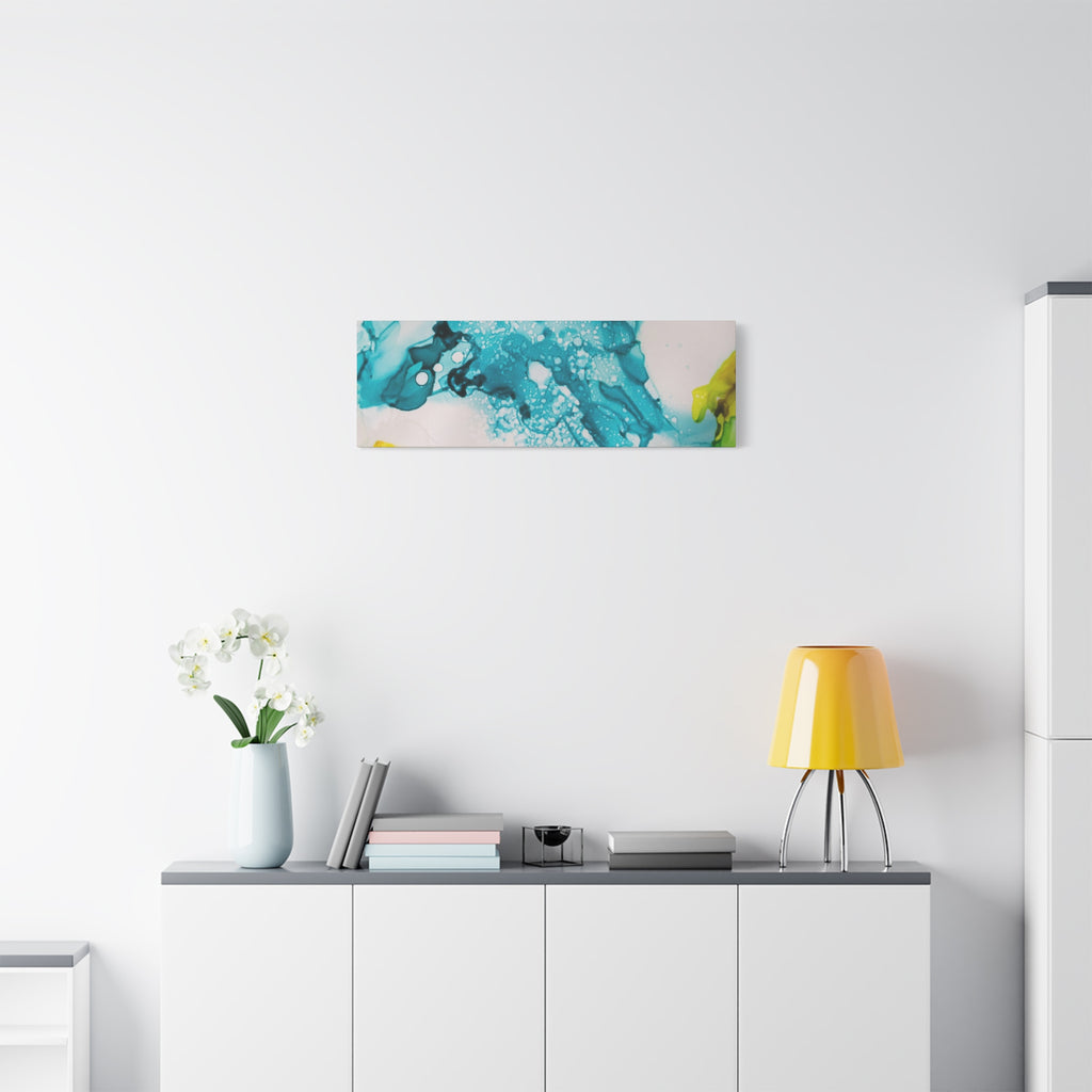 Teal & Yellow Abstract Fluid Art Canvas