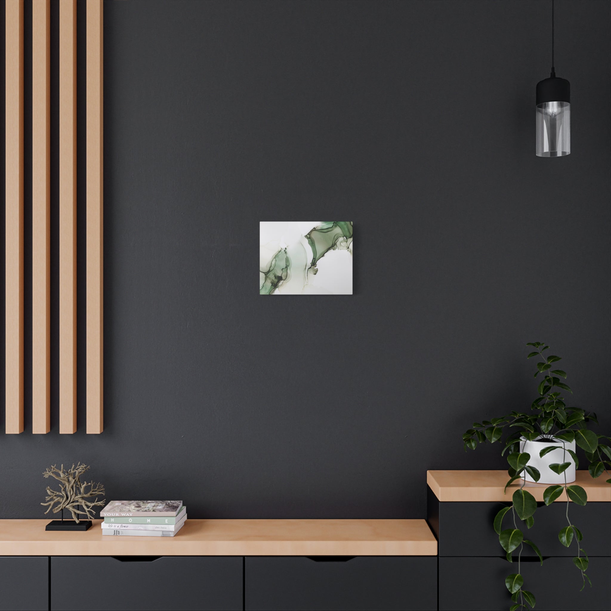 Green Ink Abstract Matte Canvas Print — Stretched 1.25" Wall Art