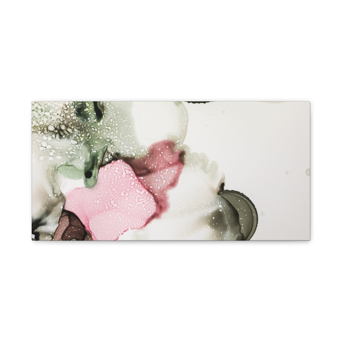Abstract Pink & Sage Alcohol Ink Canvas Print — Modern Wall Art