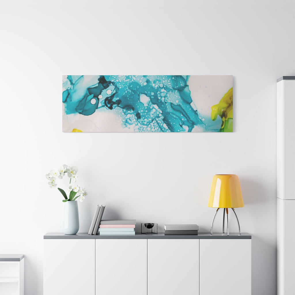 Teal & Yellow Abstract Fluid Art Canvas