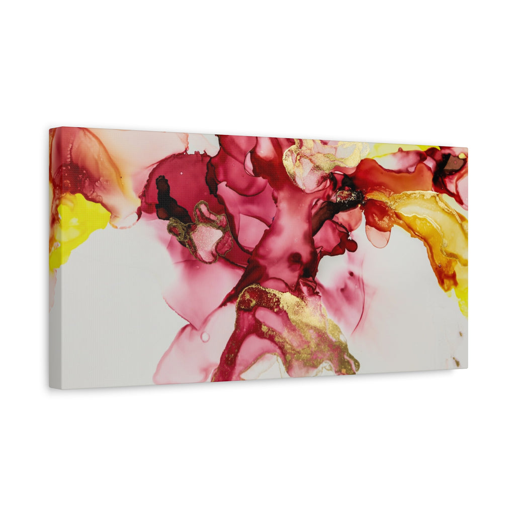Abstract Pink & Gold Alcohol Ink Art Canvas Print — Matte Stretched Wall Art