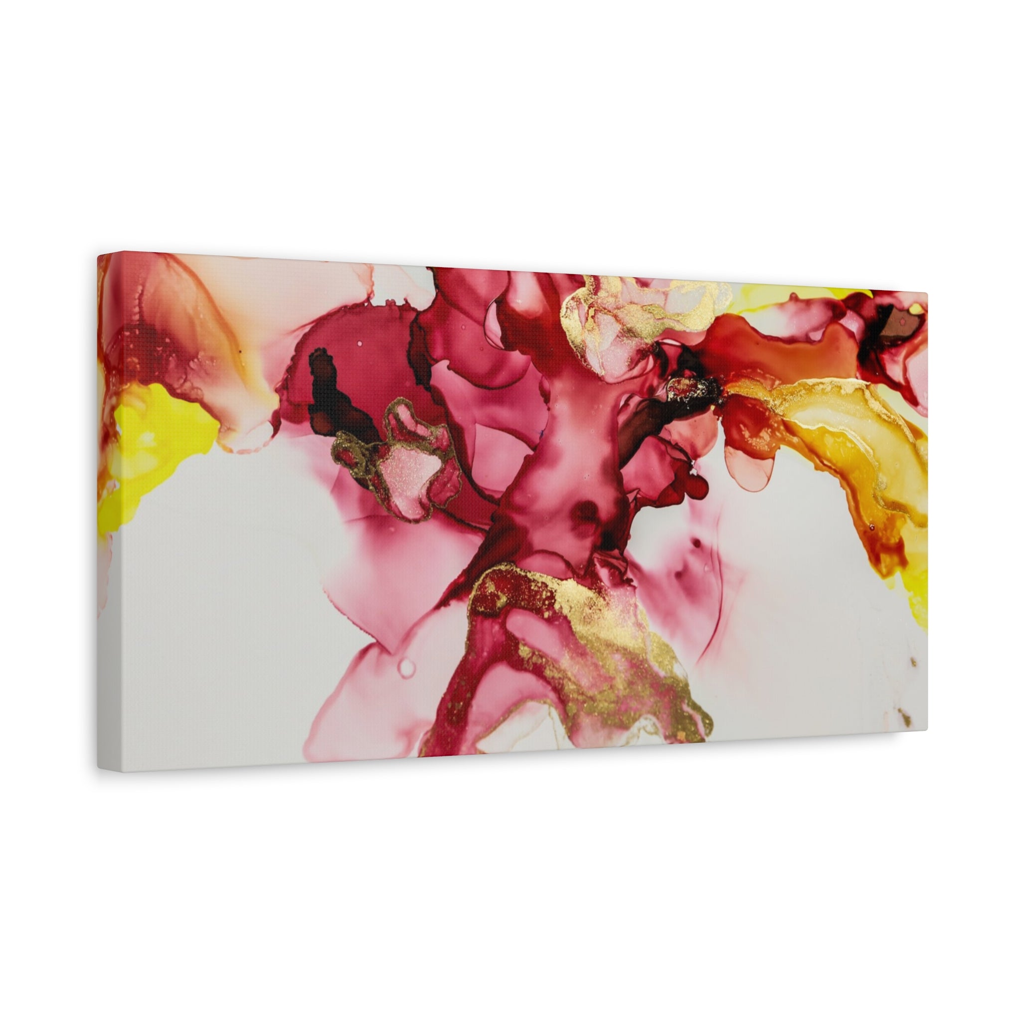Abstract Pink & Gold Alcohol Ink Art Canvas Print — Matte Stretched Wall Art