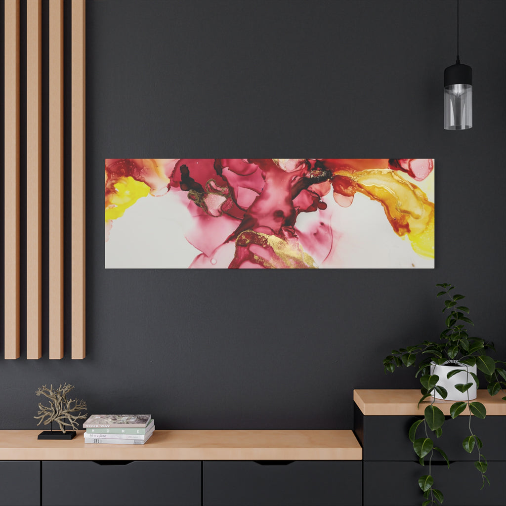 Abstract Pink & Gold Alcohol Ink Art Canvas Print — Matte Stretched Wall Art