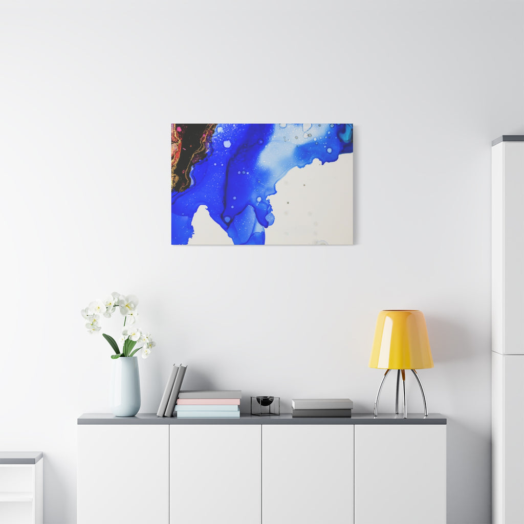 Abstract Blue Ink Art Canvas Print — Oceanic Fluid Painting