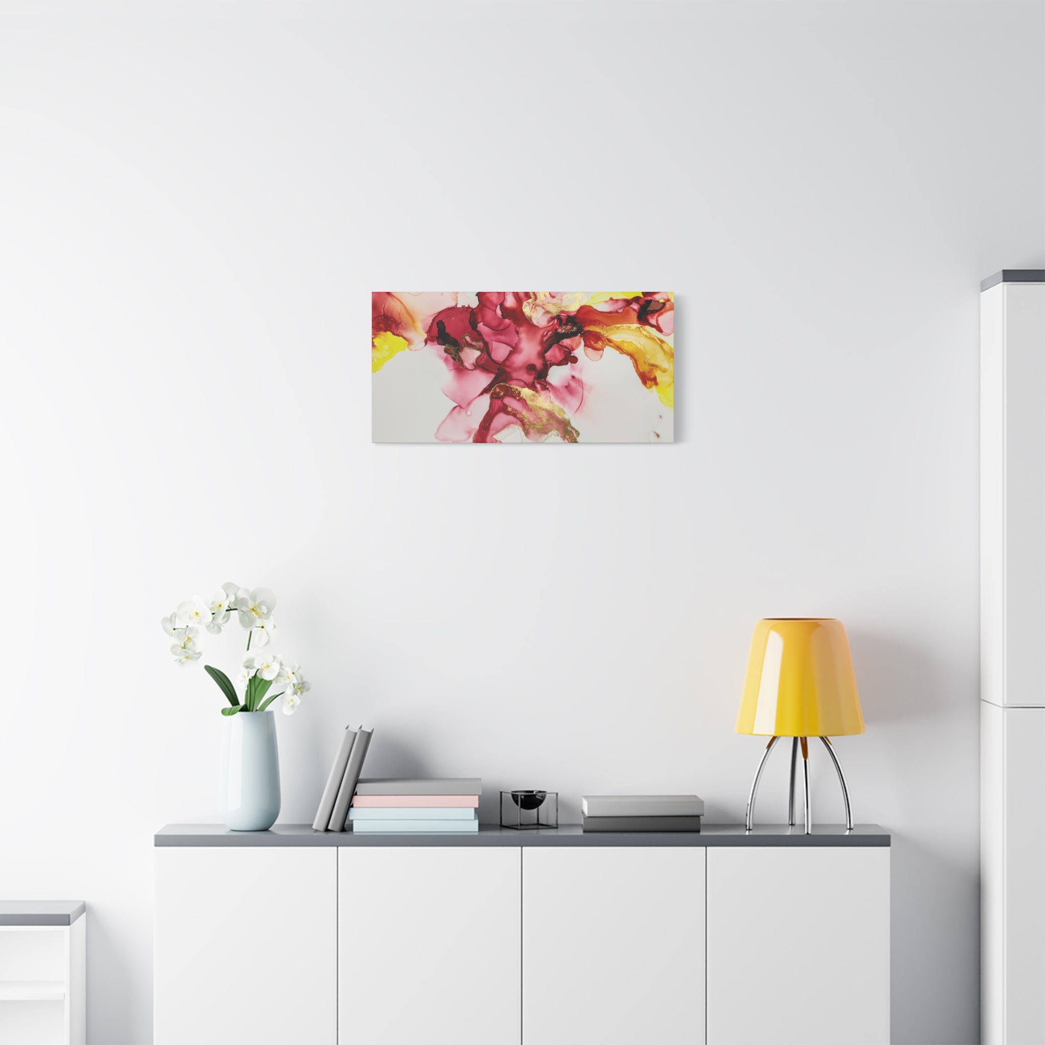 Abstract Pink & Gold Alcohol Ink Art Canvas Print — Matte Stretched Wall Art