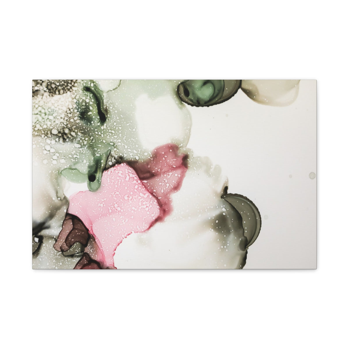 Abstract Pink & Sage Alcohol Ink Canvas Print — Modern Wall Art