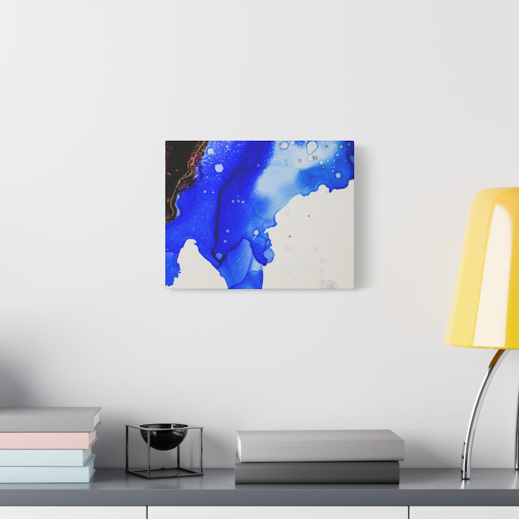Abstract Blue Ink Art Canvas Print — Oceanic Fluid Painting