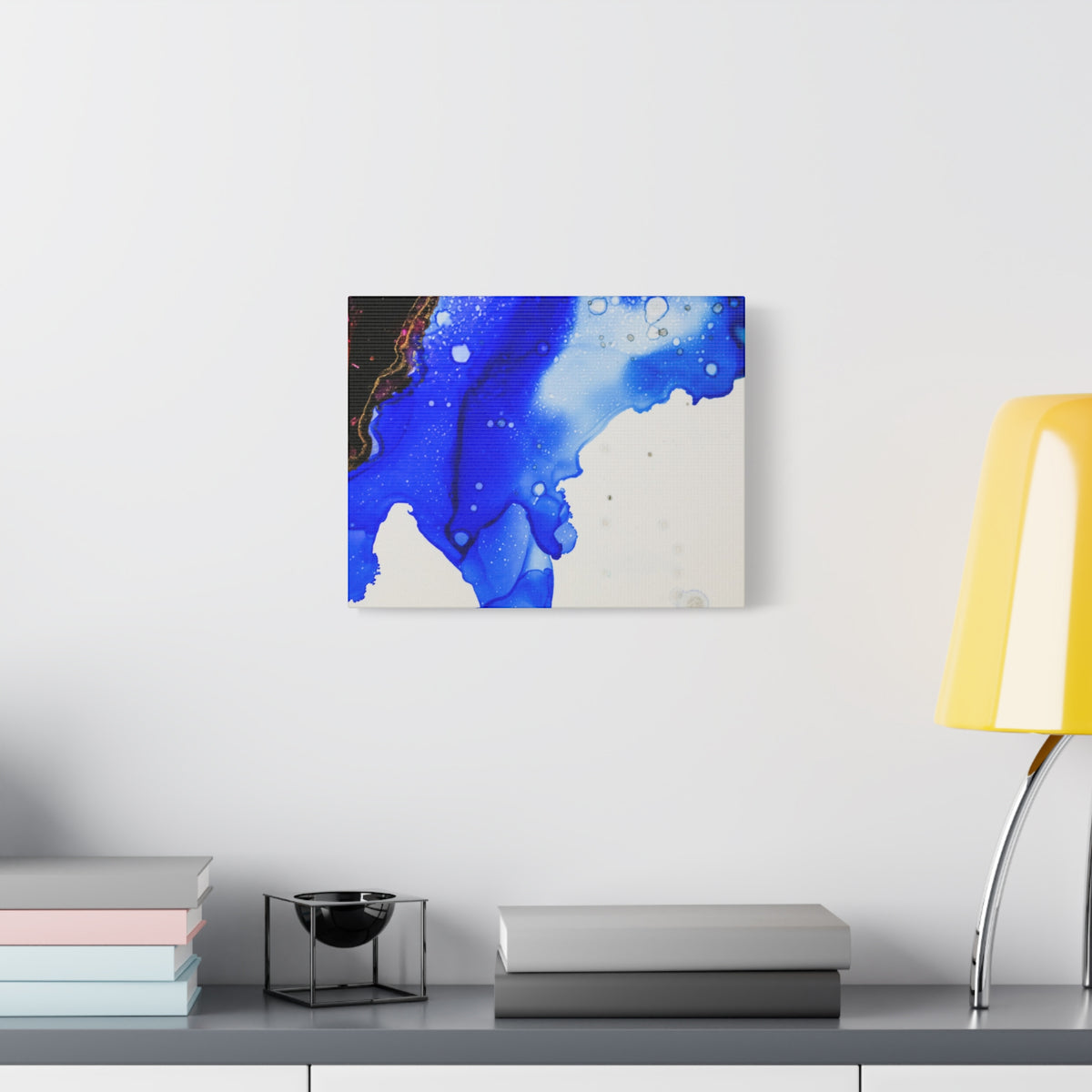 Abstract Blue Ink Art Canvas Print — Oceanic Fluid Painting
