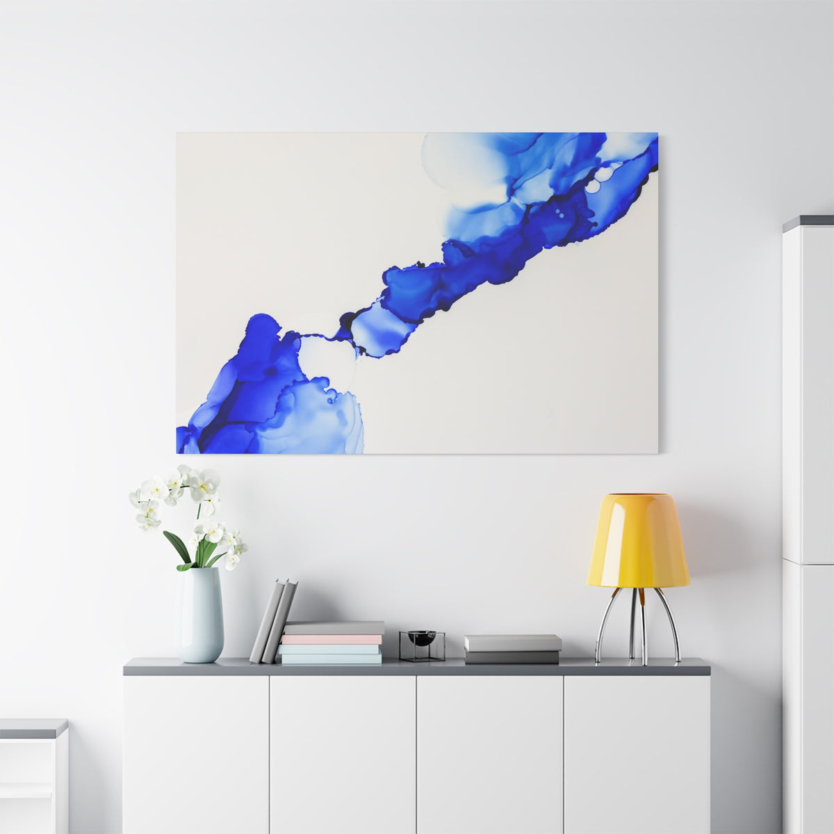 Blue Ink Abstract Matte Canvas Print — Stretched 1.25\"