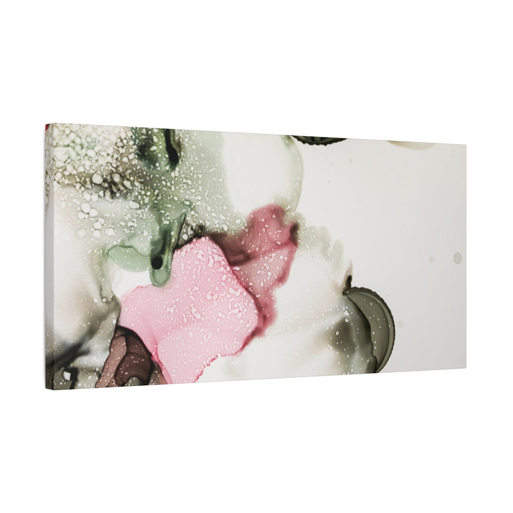 Abstract Pink & Sage Alcohol Ink Canvas Print — Modern Wall Art