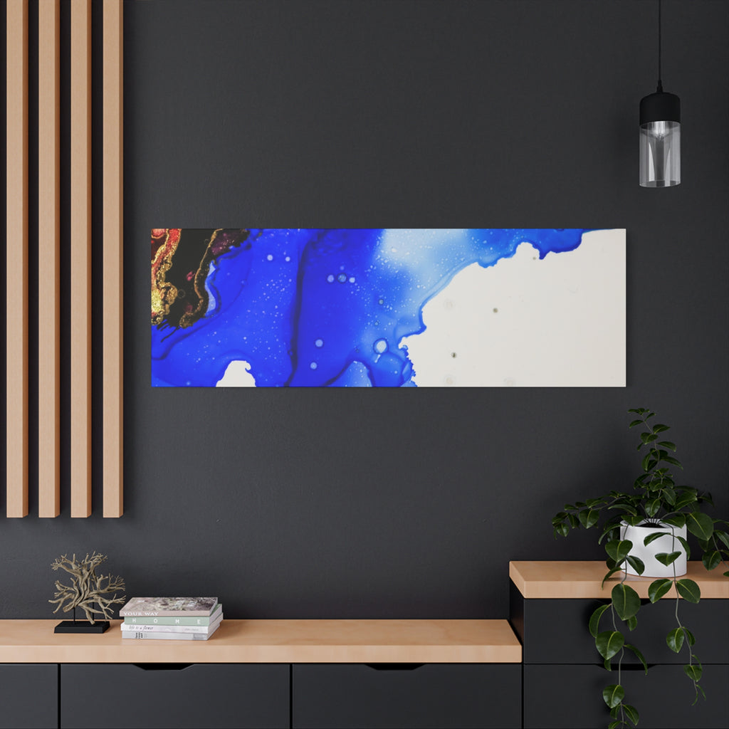 Abstract Blue Ink Art Canvas Print — Oceanic Fluid Painting
