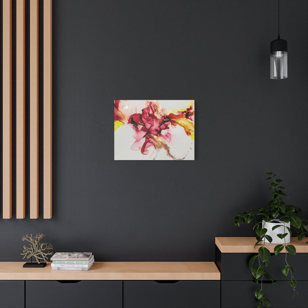 Abstract Pink & Gold Alcohol Ink Art Canvas Print — Matte Stretched Wall Art